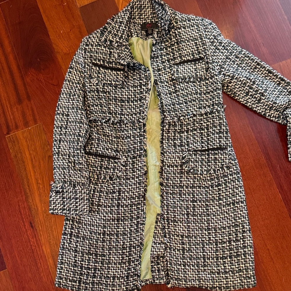 True Meaning Black and White Tweed Trench Coat
